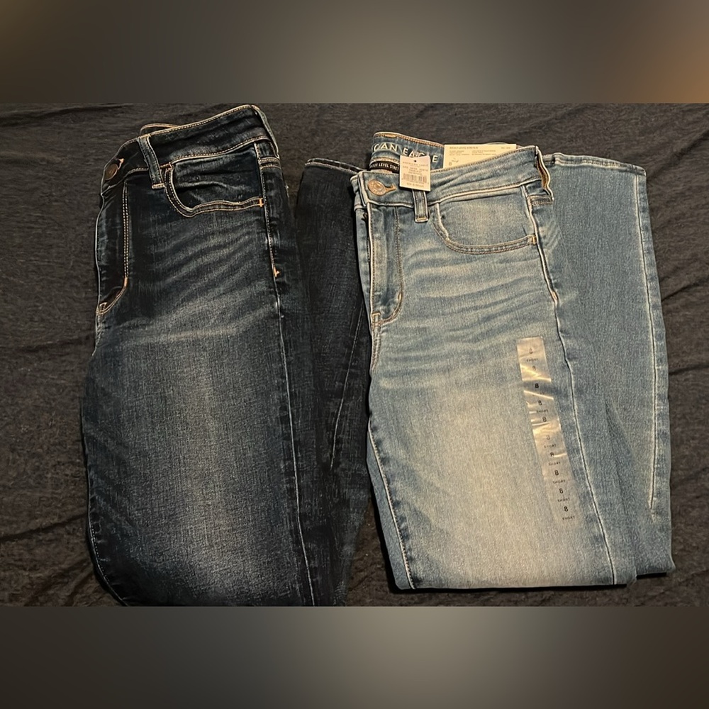 American Eagle Outfitters Women's Skinny Jeans in Dark and Light Blue